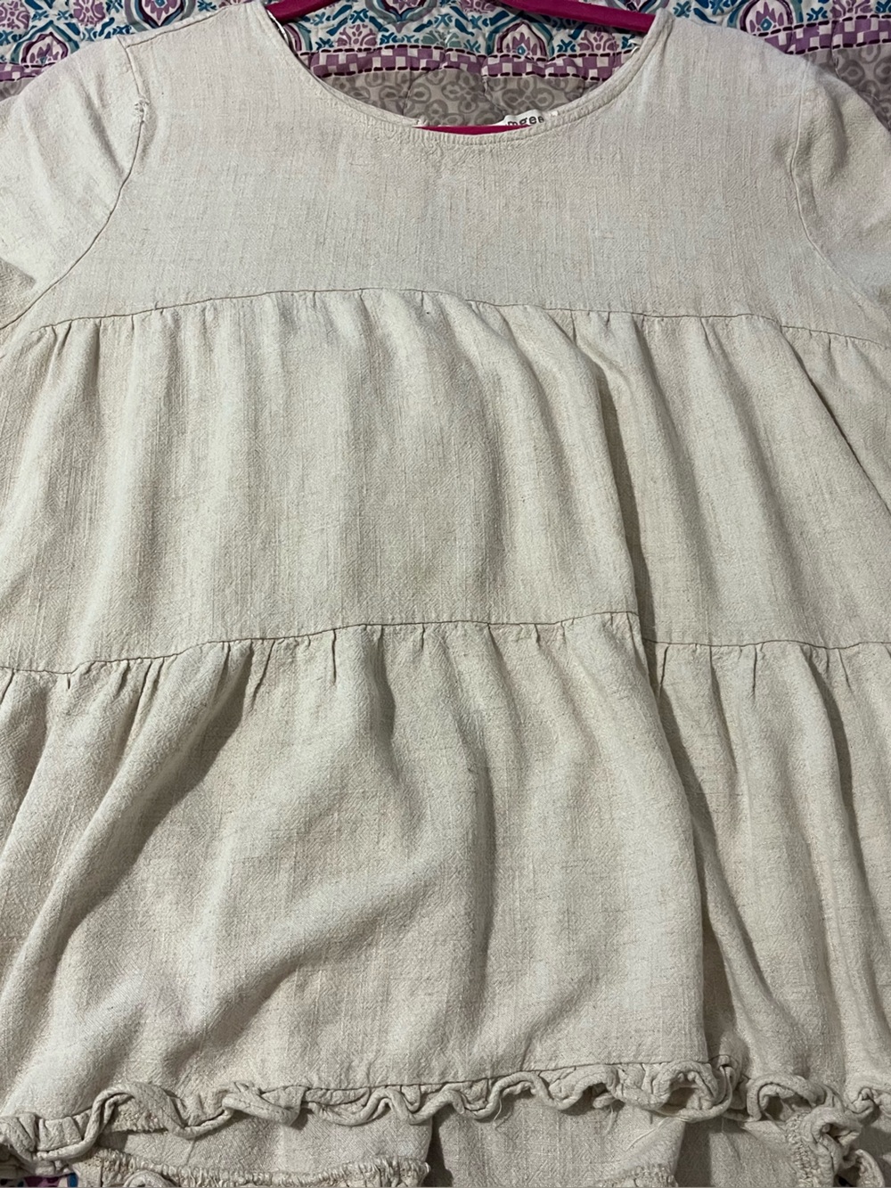 Lightweight Tiered Ruffle Tunic Top - Cream